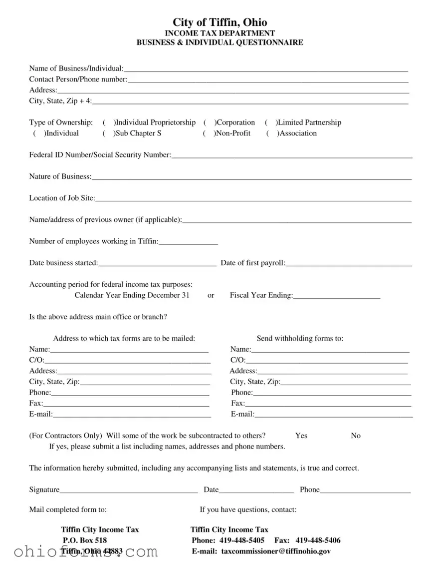 Free City Of Tiffin Ohio Income Tax Template