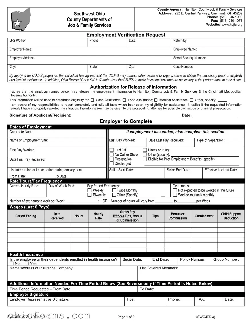 Free Job And Family Services Hamilton Ohio Template