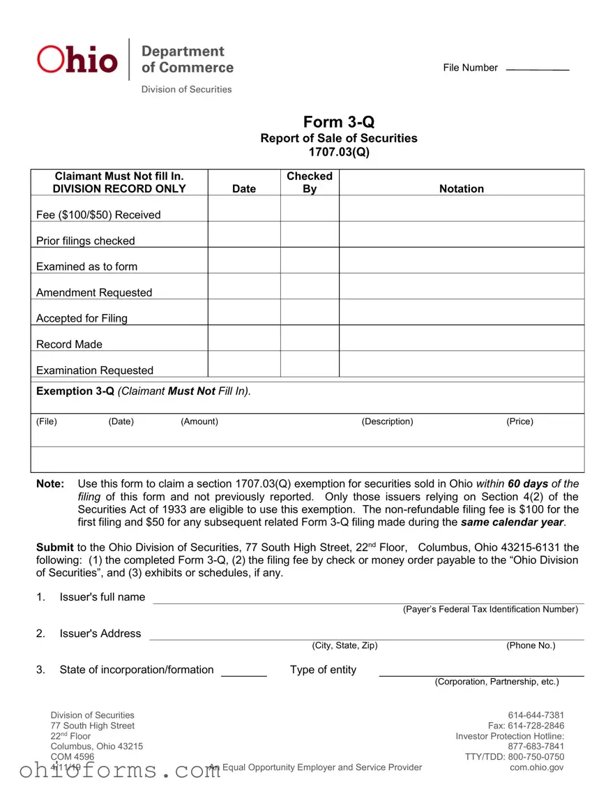 Free Ohio 3 Q Template