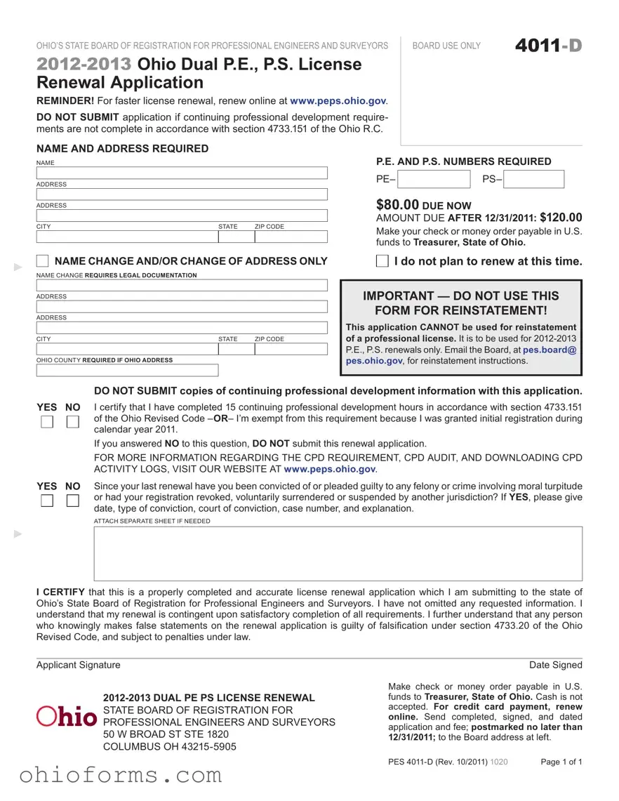 Free Ohio 4011 D Template