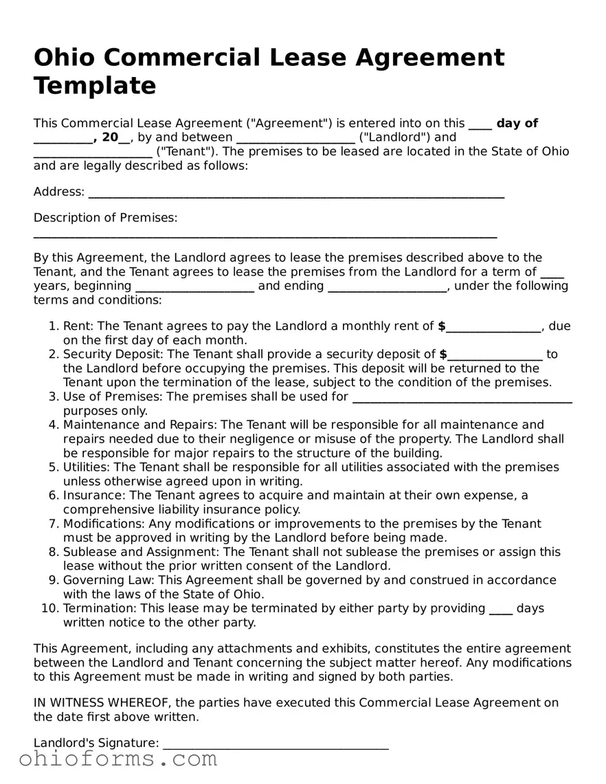 Attorney-Verified  Commercial Lease Agreement Template for Ohio