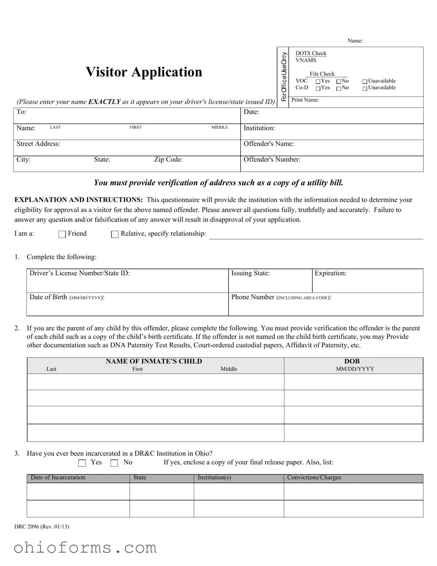 Free Ohio Drc 2096 Template