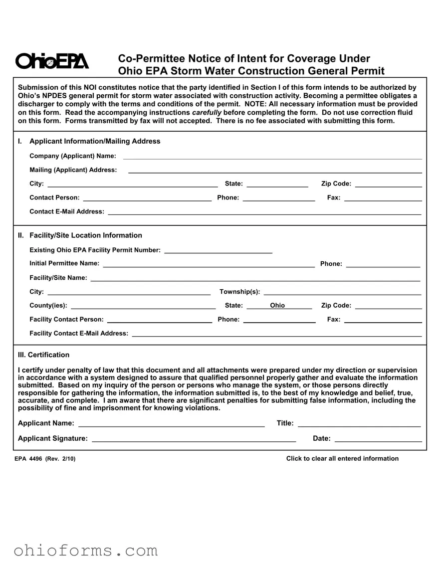 Free Ohio Epa 4496 Template
