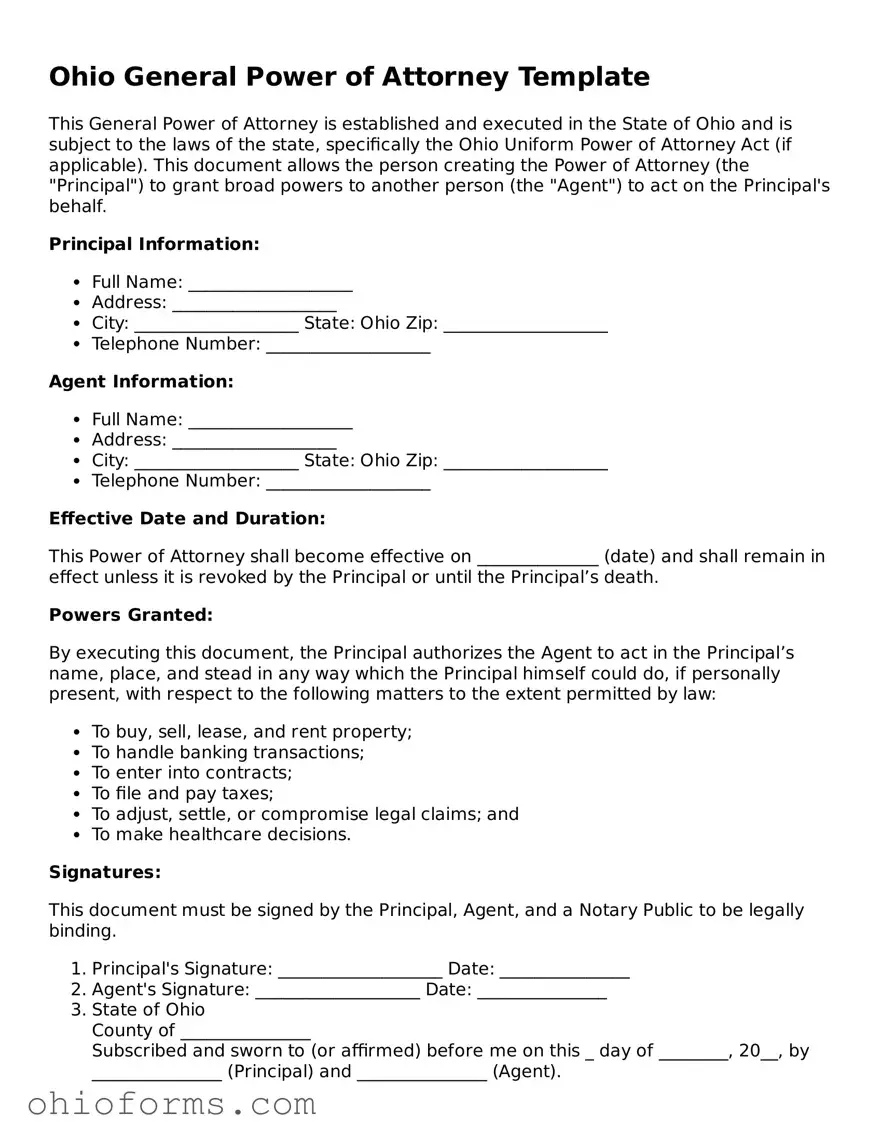 Attorney-Verified  General Power of Attorney Template for Ohio