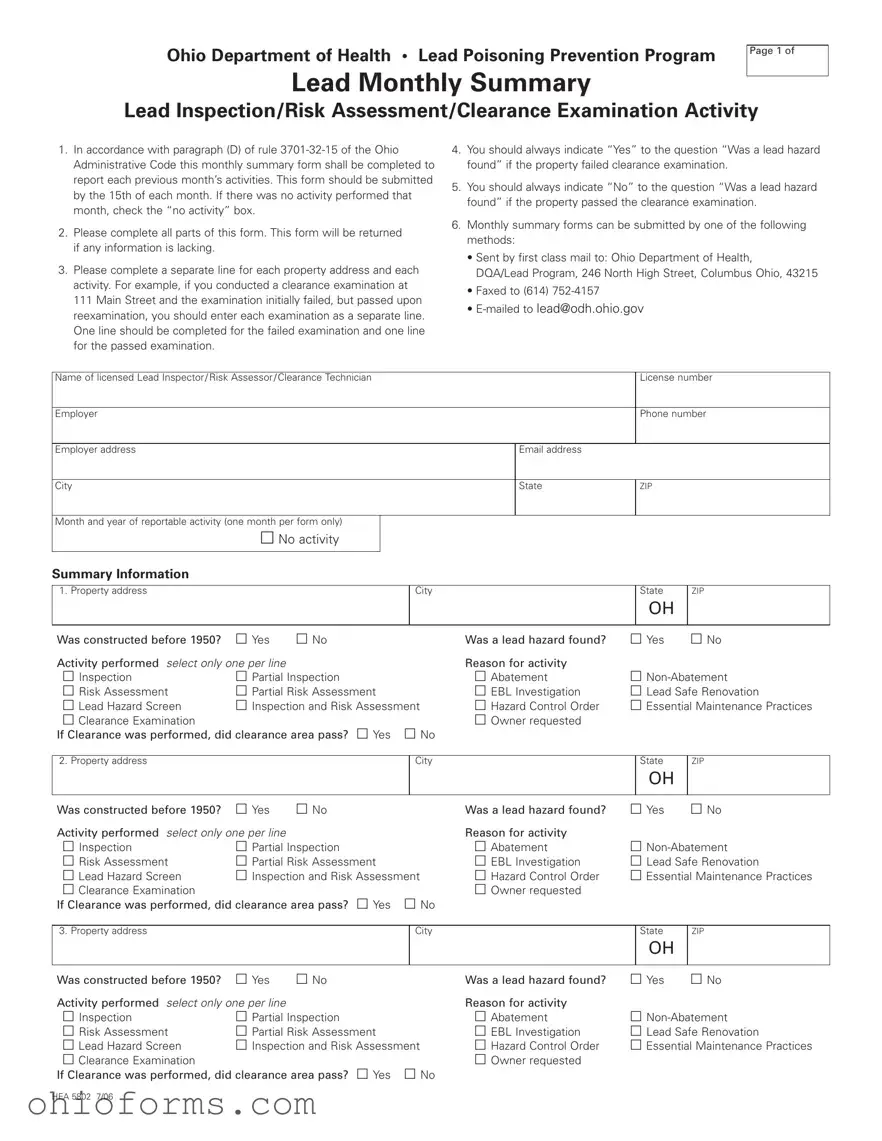 Free Ohio Hea 5802 Template