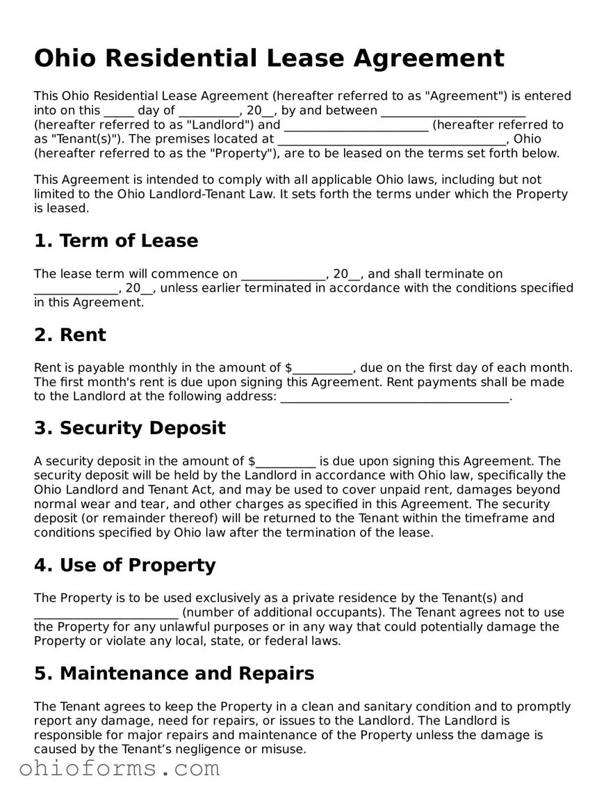 Attorney-Verified  Residential Lease Agreement Template for Ohio