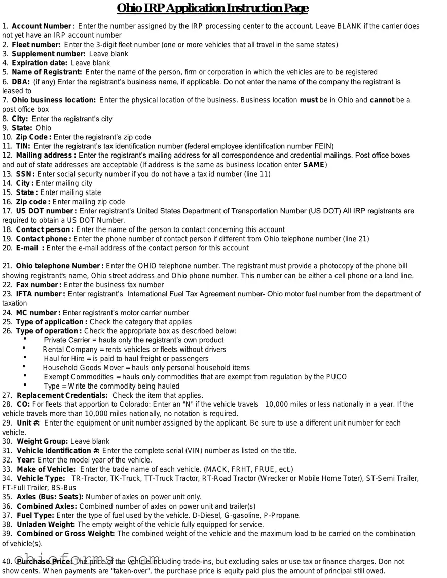 Free Ohio Irp Application Template