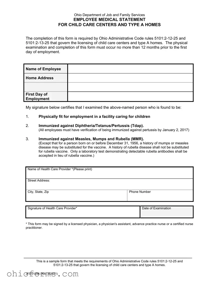 Free Ohio Jfs 01296 Template