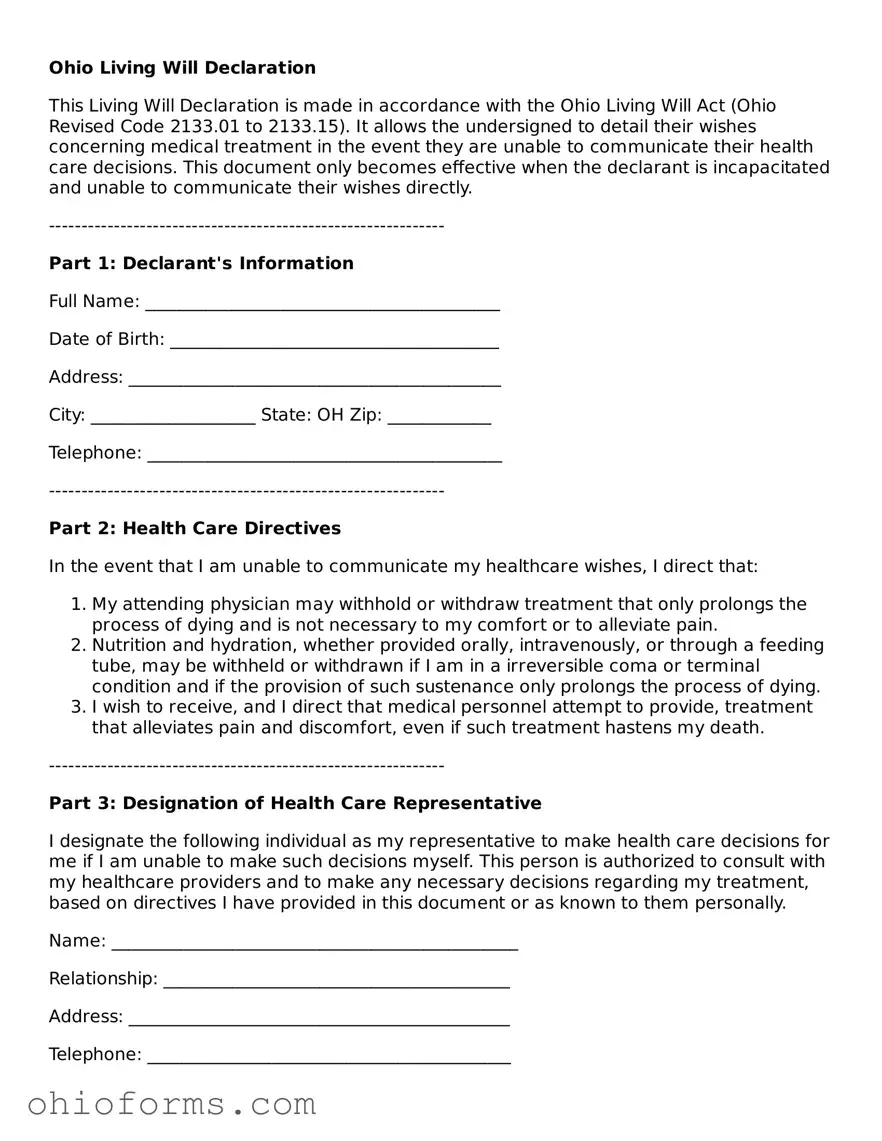Attorney-Verified  Living Will Template for Ohio