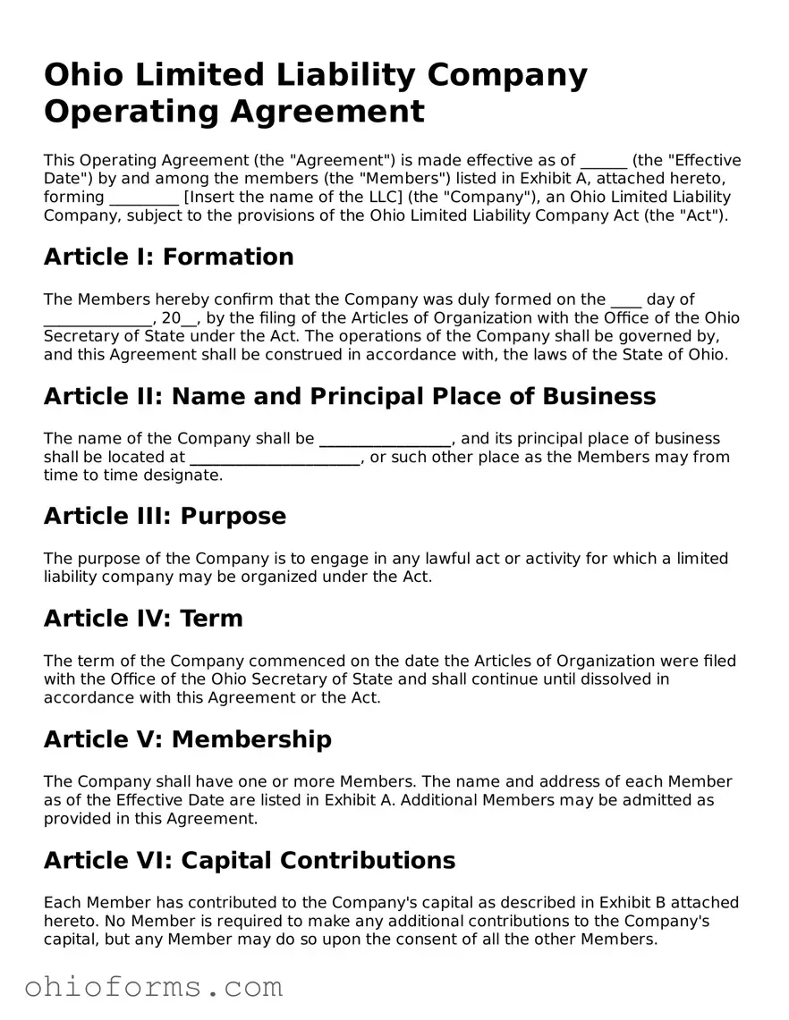 Attorney-Verified  Operating Agreement Template for Ohio
