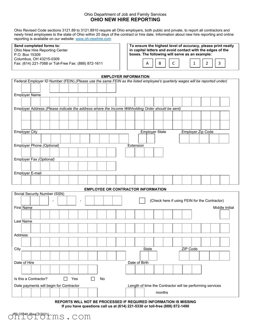 Free Ohio New Hire Reporting Template