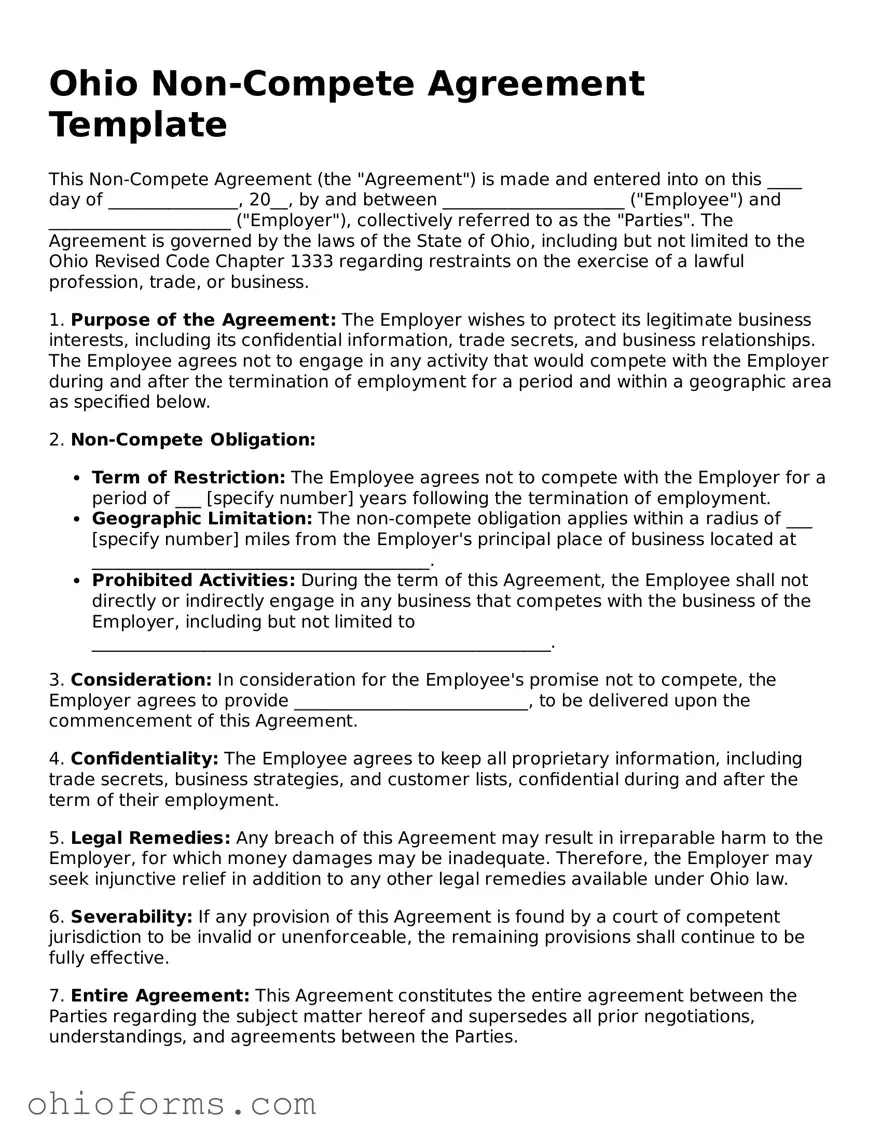 Attorney-Verified  Non-compete Agreement Template for Ohio