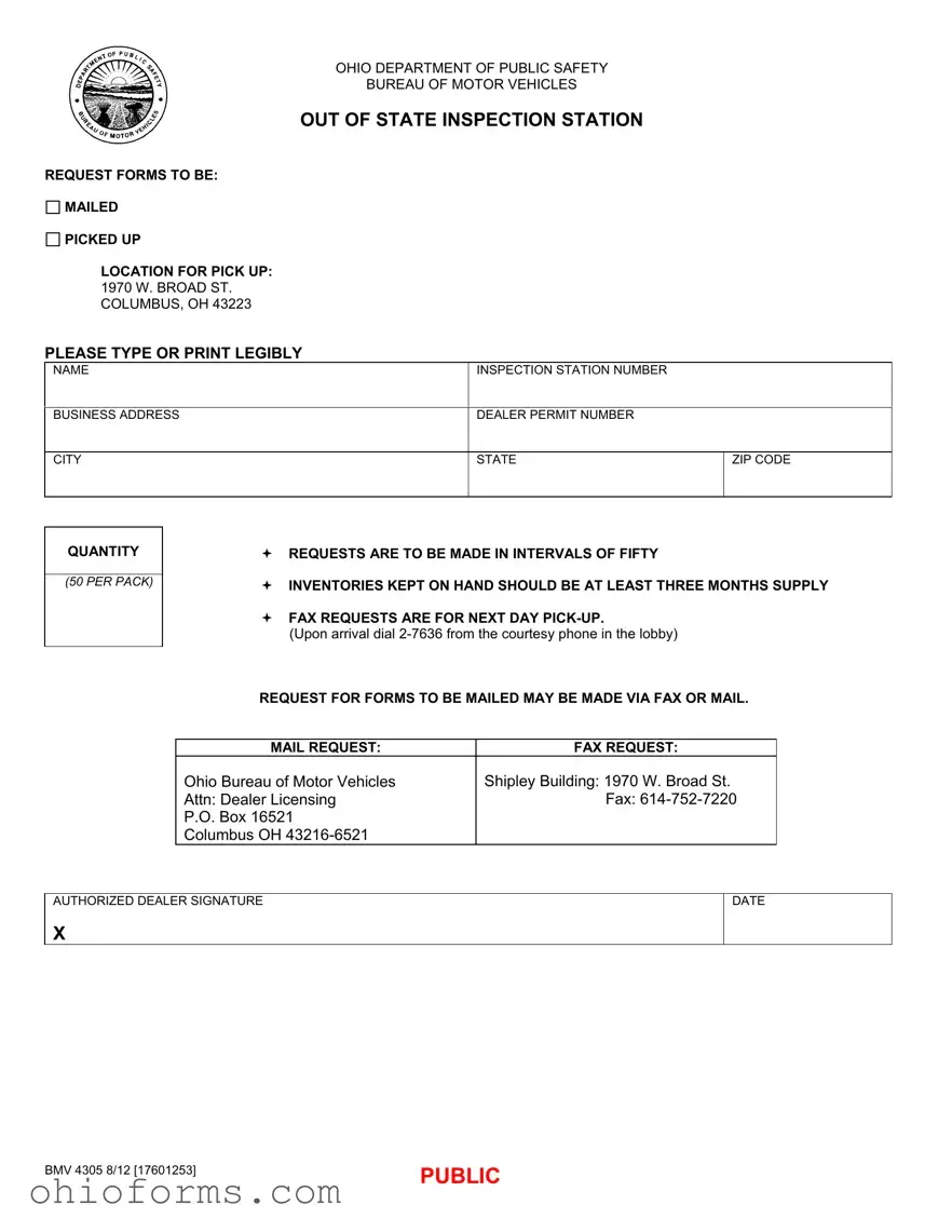 Free Ohio Out State Inspection Template