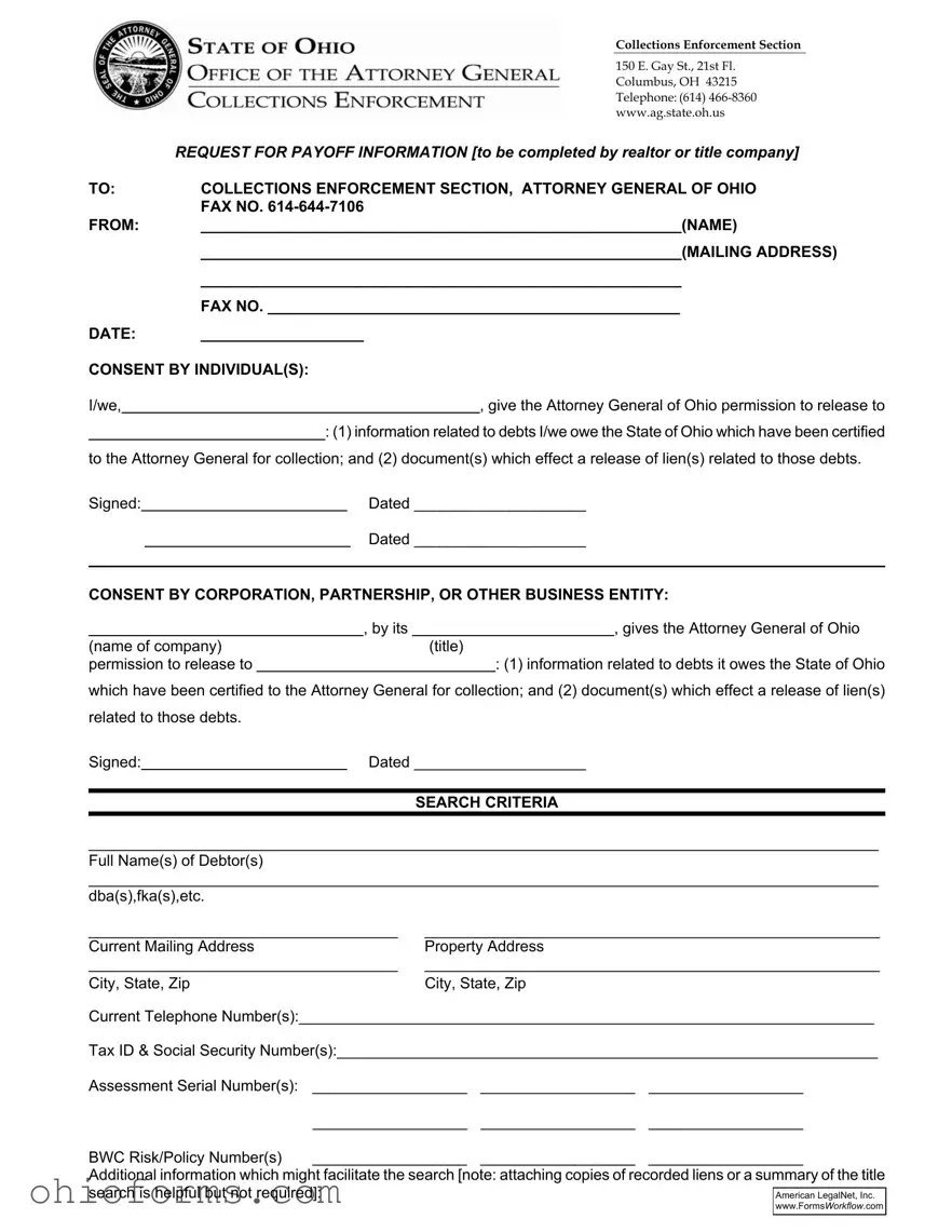 Free Ohio Payoff Template