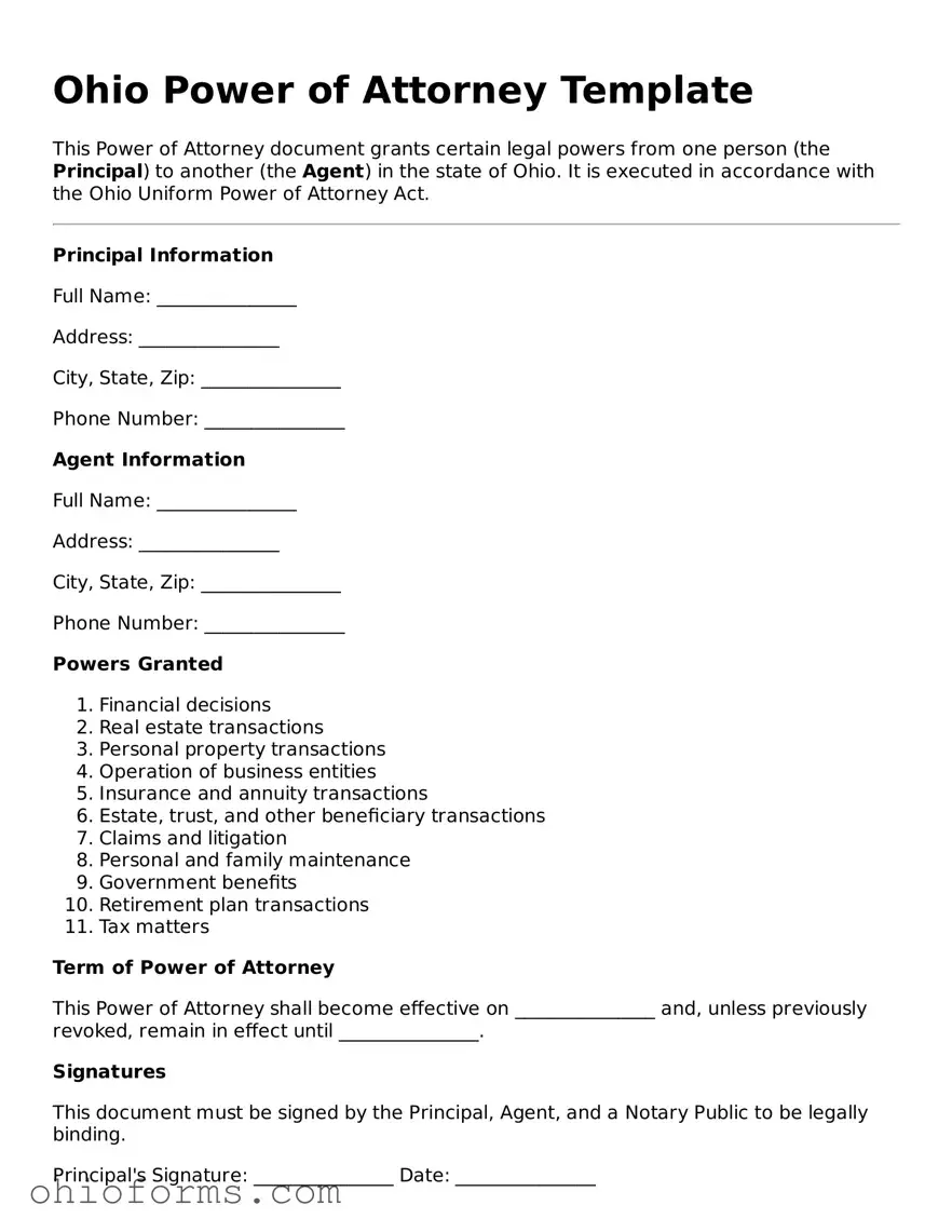 Attorney-Verified  Power of Attorney Template for Ohio