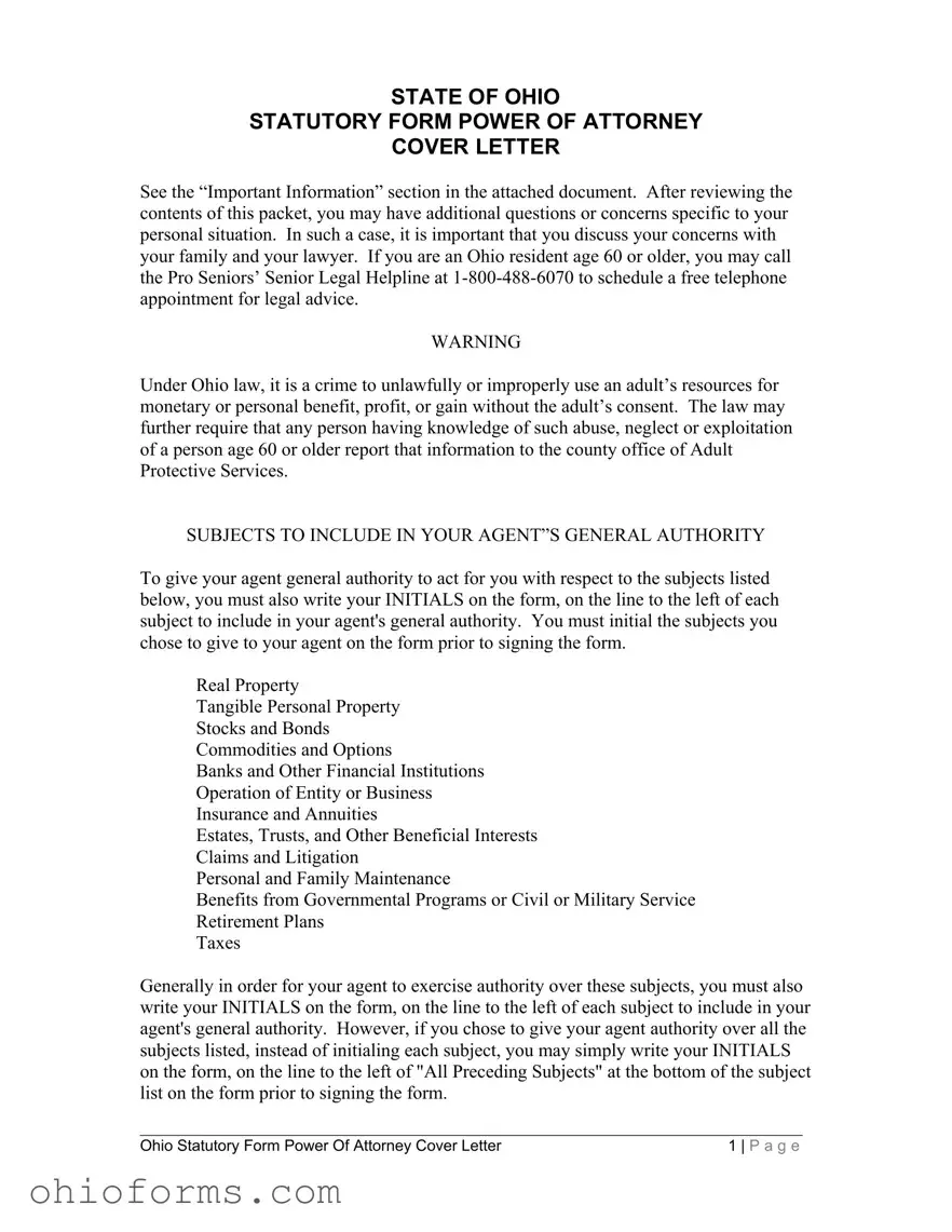 Free Ohio Power Statutory Template
