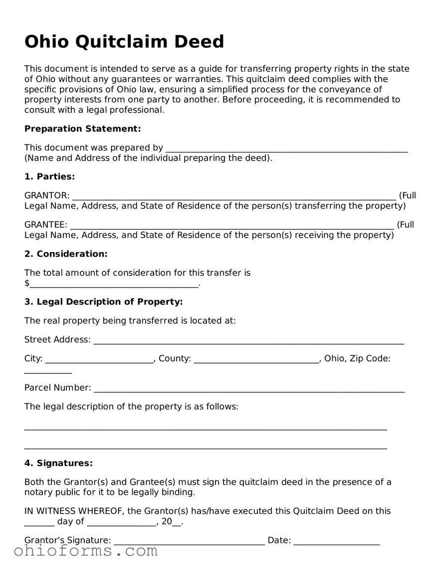 Attorney-Verified  Quitclaim Deed Template for Ohio