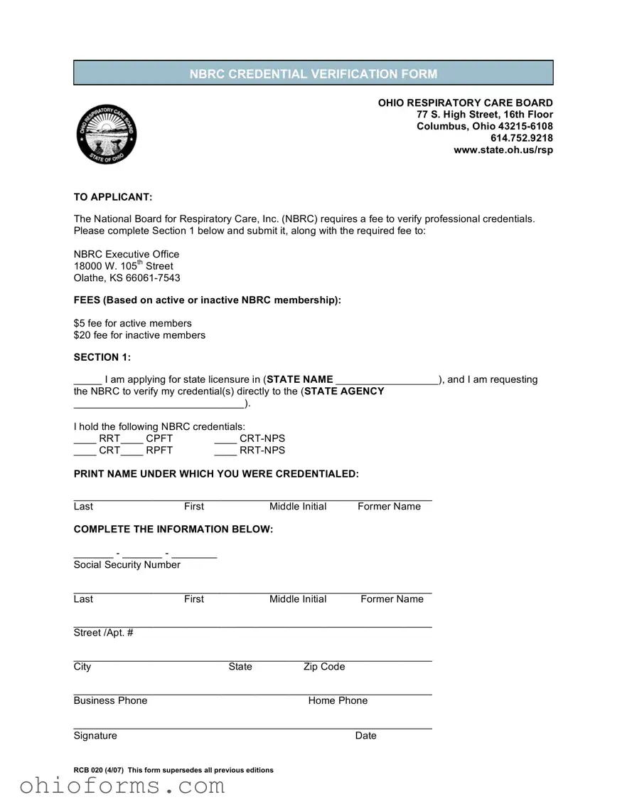 Free Ohio Rcb 020 Template