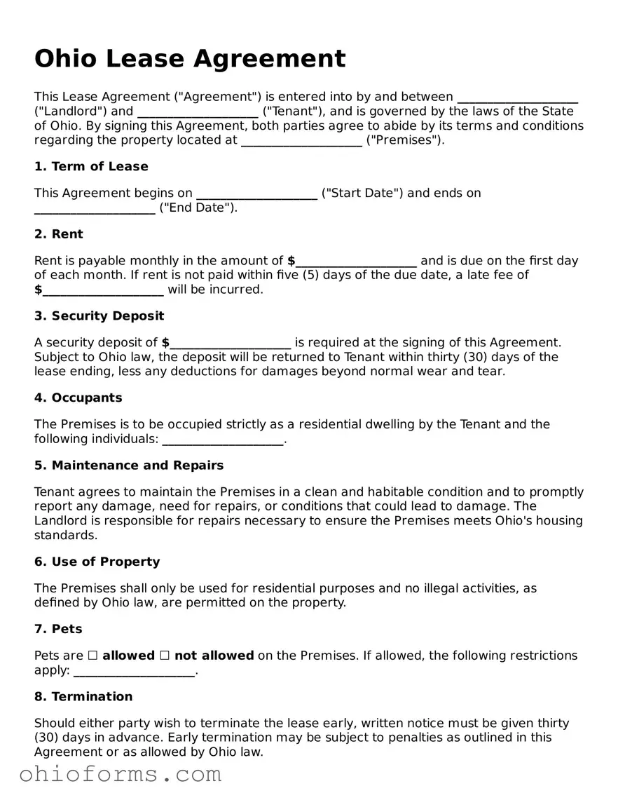 Attorney-Verified  Lease Agreement Template for Ohio