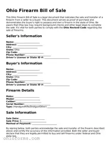 Attorney-Verified  Firearm Bill of Sale Template for Ohio