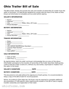Attorney-Verified  Trailer Bill of Sale Template for Ohio