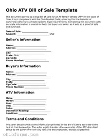 Attorney-Verified  ATV Bill of Sale Template for Ohio