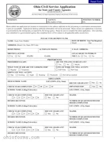 Free Ohio Civil Service Application Template