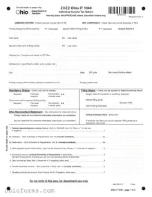 Free Ohio It 1040Ez Template