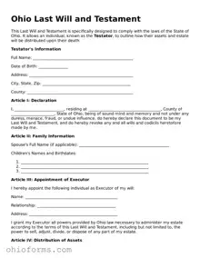 Attorney-Verified  Last Will and Testament Template for Ohio