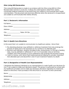 Attorney-Verified  Living Will Template for Ohio