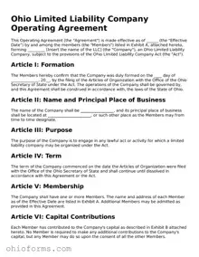 Attorney-Verified  Operating Agreement Template for Ohio