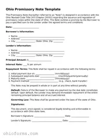 Attorney-Verified  Promissory Note Template for Ohio
