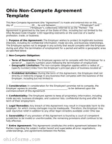 Attorney-Verified  Non-compete Agreement Template for Ohio