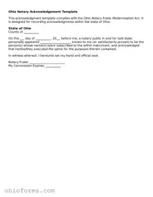 Attorney-Verified  Notary Acknowledgement Template for Ohio