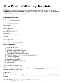 Attorney-Verified  Power of Attorney Template for Ohio