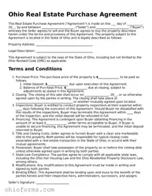 Attorney-Verified  Real Estate Purchase Agreement Template for Ohio